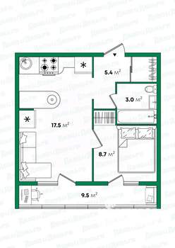 1-к квартира, вторичка, 40м2, 7/16 этаж