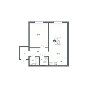 2-к квартира, вторичка, 66м2, 17/17 этаж