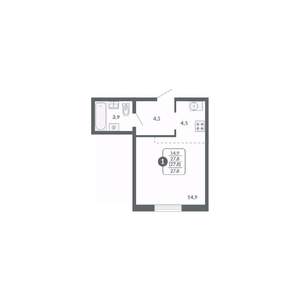 1-к квартира, вторичка, 28м2, 7/17 этаж