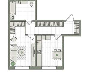 1-к квартира, вторичка, 45м2, 1/16 этаж