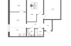 3-к квартира, вторичка, 83м2, 15/17 этаж