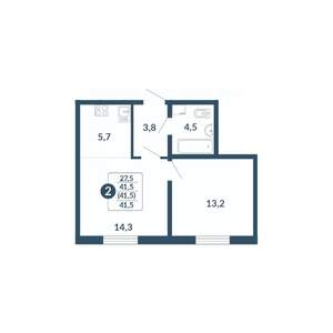 2-к квартира, вторичка, 42м2, 8/17 этаж