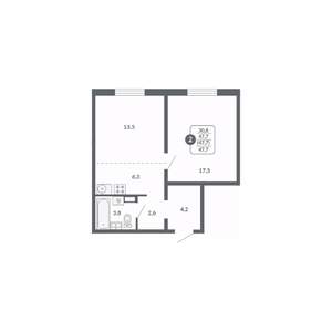 2-к квартира, вторичка, 48м2, 12/17 этаж