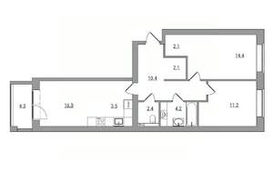 3-к квартира, вторичка, 71м2, 3/7 этаж