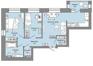 2-к квартира, вторичка, 63м2, 2/7 этаж