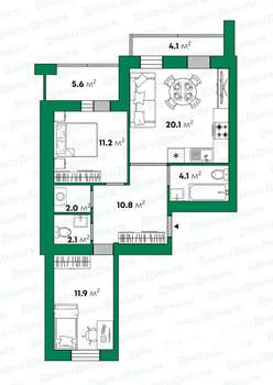 3-к квартира, вторичка, 65м2, 14/16 этаж