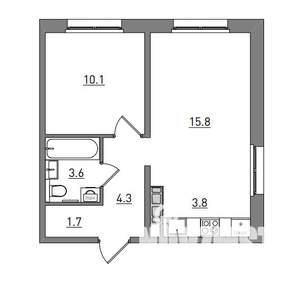 2-к квартира, вторичка, 39м2, 1/17 этаж