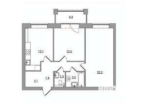 2-к квартира, вторичка, 66м2, 6/6 этаж