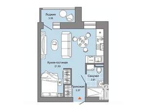 Студия квартира, строящийся дом, 31м2, 5/6 этаж
