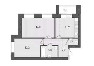 2-к квартира, вторичка, 60м2, 7/9 этаж