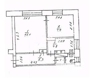 2-к квартира, вторичка, 33м2, 1/2 этаж