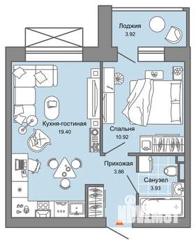 2-к квартира, вторичка, 40м2, 2/6 этаж