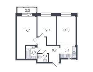 3-к квартира, вторичка, 68м2, 9/16 этаж