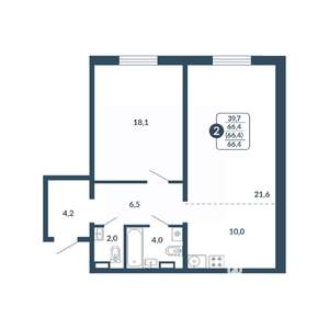 2-к квартира, вторичка, 66м2, 5/17 этаж