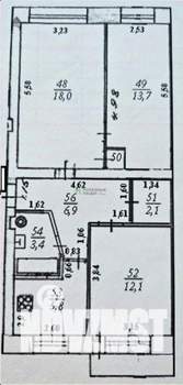3-к квартира, вторичка, 62м2, 5/5 этаж