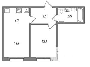 2-к квартира, вторичка, 44м2, 2/17 этаж