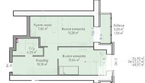 2-к квартира, строящийся дом, 49м2, 5/10 этаж