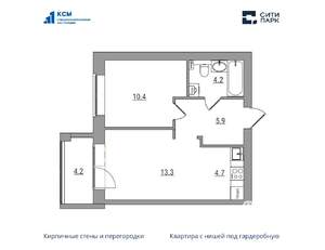 2-к квартира, вторичка, 43м2, 5/7 этаж