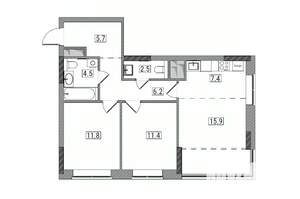 3-к квартира, вторичка, 65м2, 4/17 этаж
