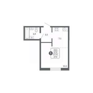 Студия квартира, вторичка, 28м2, 3/17 этаж