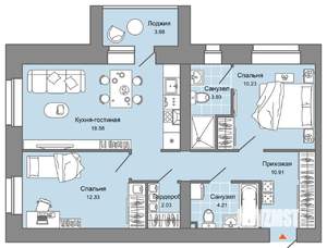 3-к квартира, вторичка, 65м2, 2/8 этаж