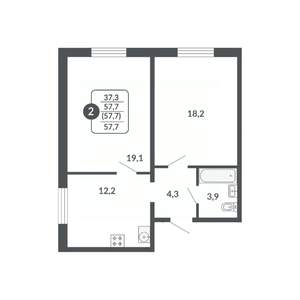 2-к квартира, вторичка, 58м2, 4/17 этаж