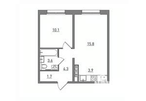 2-к квартира, вторичка, 39м2, 1/17 этаж