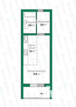Студия квартира, вторичка, 29м2, 14/17 этаж