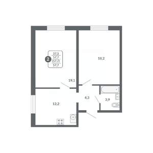 2-к квартира, вторичка, 58м2, 8/17 этаж