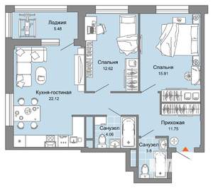 3-к квартира, вторичка, 73м2, 5/8 этаж