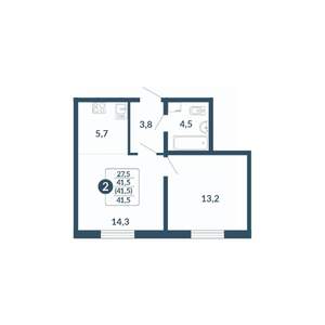 2-к квартира, вторичка, 42м2, 2/17 этаж