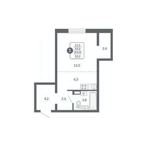 Студия квартира, вторичка, 33м2, 6/17 этаж