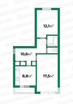 2-к квартира, вторичка, 55м2, 3/5 этаж