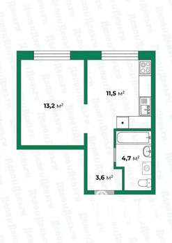 1-к квартира, вторичка, 33м2, 8/16 этаж