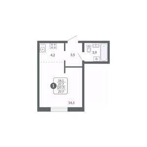 Студия квартира, вторичка, 28м2, 12/17 этаж