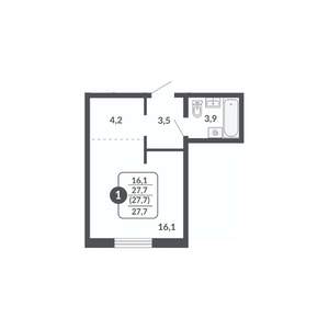 Студия квартира, вторичка, 28м2, 13/17 этаж