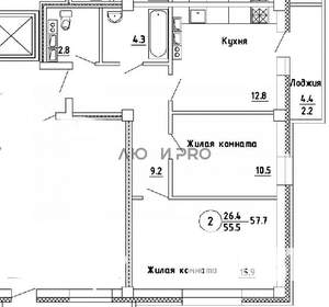 2-к квартира, вторичка, 59м2, 7/17 этаж