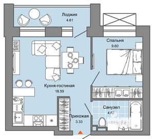 2-к квартира, вторичка, 39м2, 2/4 этаж