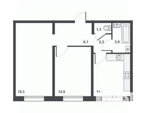 2-к квартира, вторичка, 57м2, 11/17 этаж