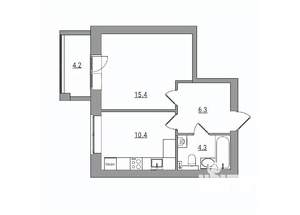 1-к квартира, вторичка, 41м2, 6/6 этаж