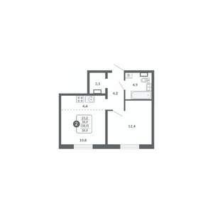 2-к квартира, вторичка, 39м2, 12/17 этаж