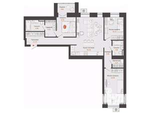 3-к квартира, вторичка, 94м2, 2/12 этаж