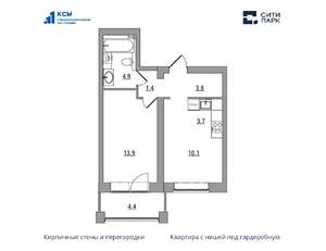 2-к квартира, вторичка, 42м2, 4/7 этаж