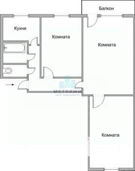 3-к квартира, вторичка, 57м2, 3/5 этаж