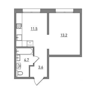 1-к квартира, вторичка, 33м2, 9/16 этаж