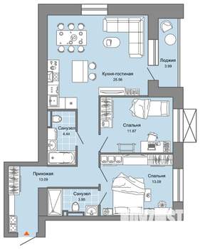 3-к квартира, вторичка, 74м2, 6/8 этаж