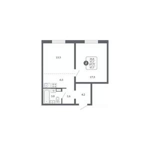 2-к квартира, вторичка, 48м2, 15/17 этаж