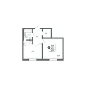 1-к квартира, вторичка, 41м2, 5/17 этаж