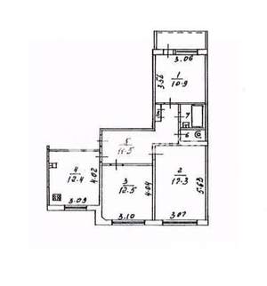 3-к квартира, вторичка, 69м2, 2/5 этаж
