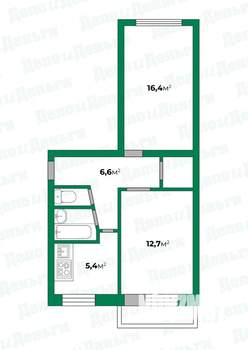 2-к квартира, вторичка, 47м2, 4/5 этаж
